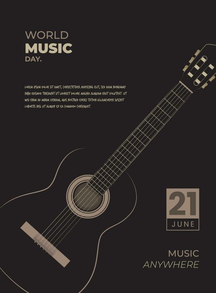 gitarr illustration design för värld musik dag mall design vektor