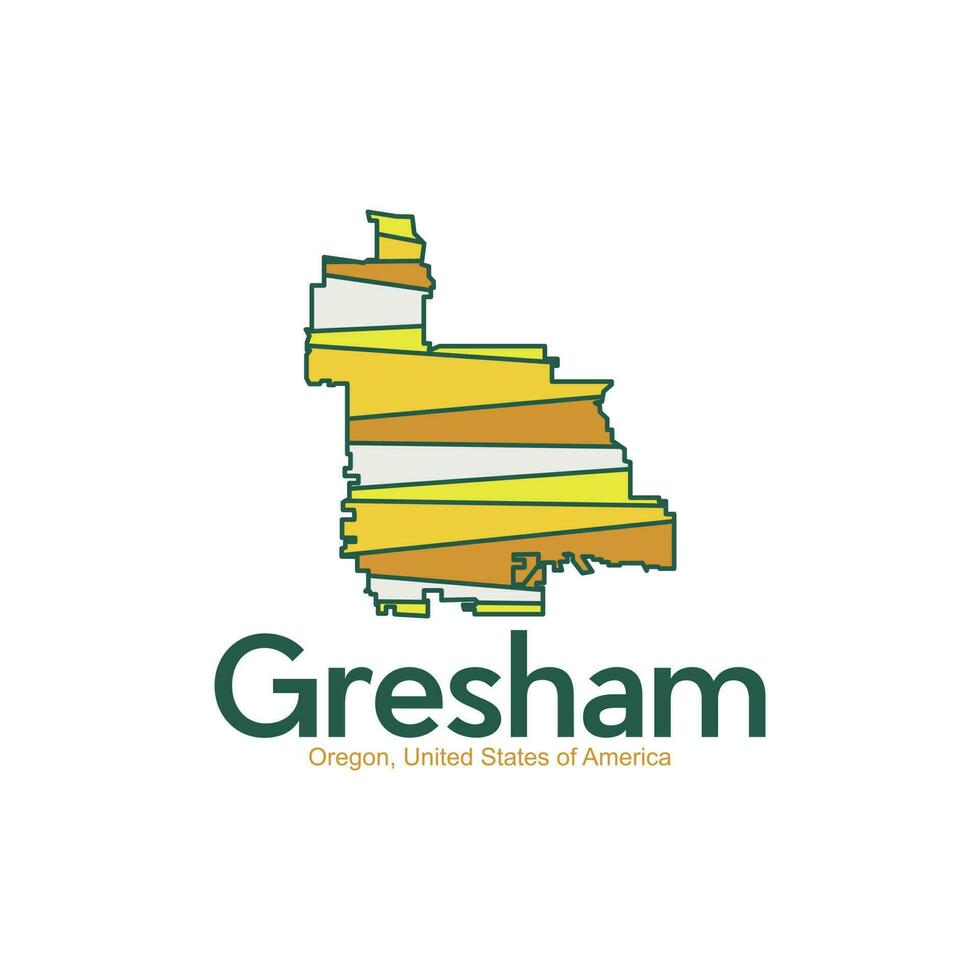 Karte von Gresham Oregon Stadt vereinigt Zustände kreativ Logo vektor