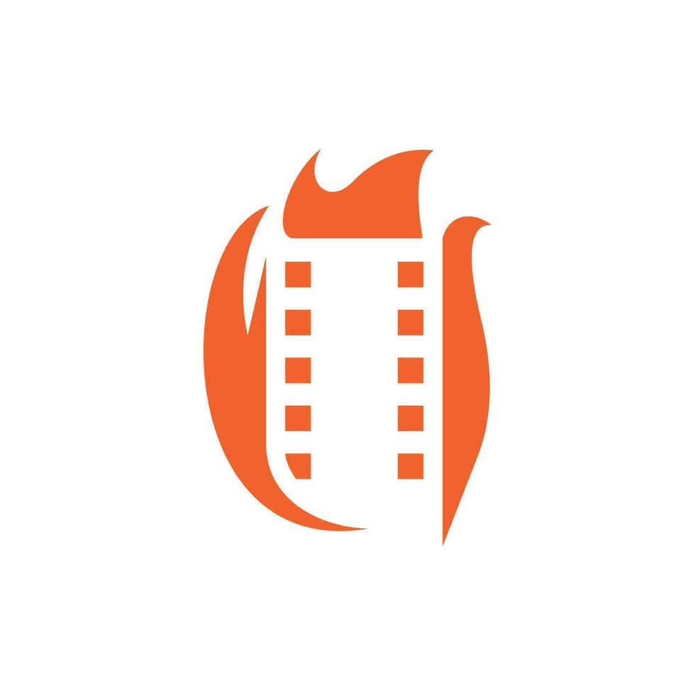 Film Rollen und Verbrennung Feuer Logo Vektor, Film Feuer Logo Symbol Vektor Vorlage
