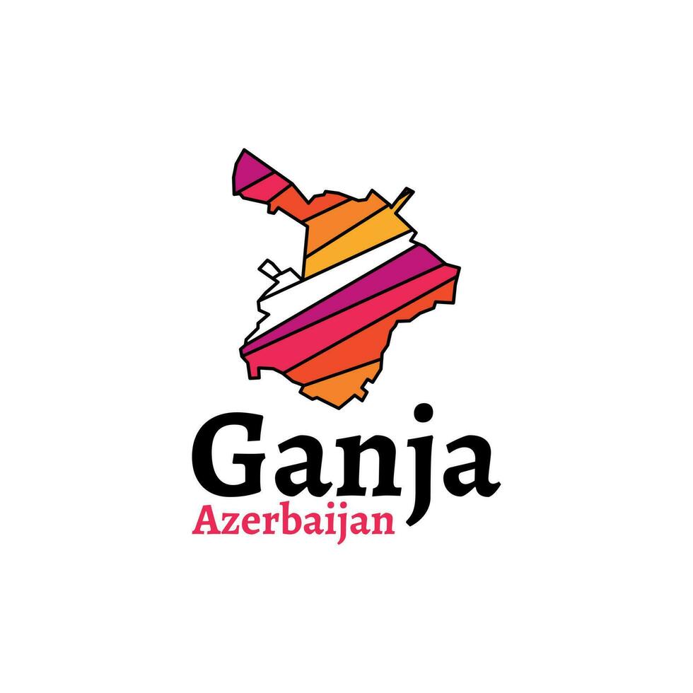 Karta av ganja - azerbaijan illustration mall design, azerbaijan politisk Karta nationell gränser illustration. vektor