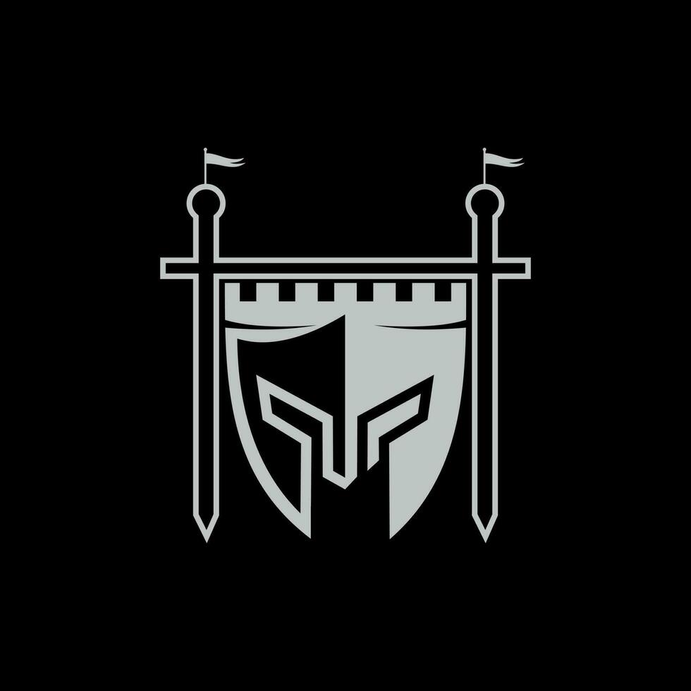 spartanisch Schloss Logos Design Element Lager Vektor Illustration Vorlage, ein Kombination von spartanisch und Schloss Logo Vorlagen