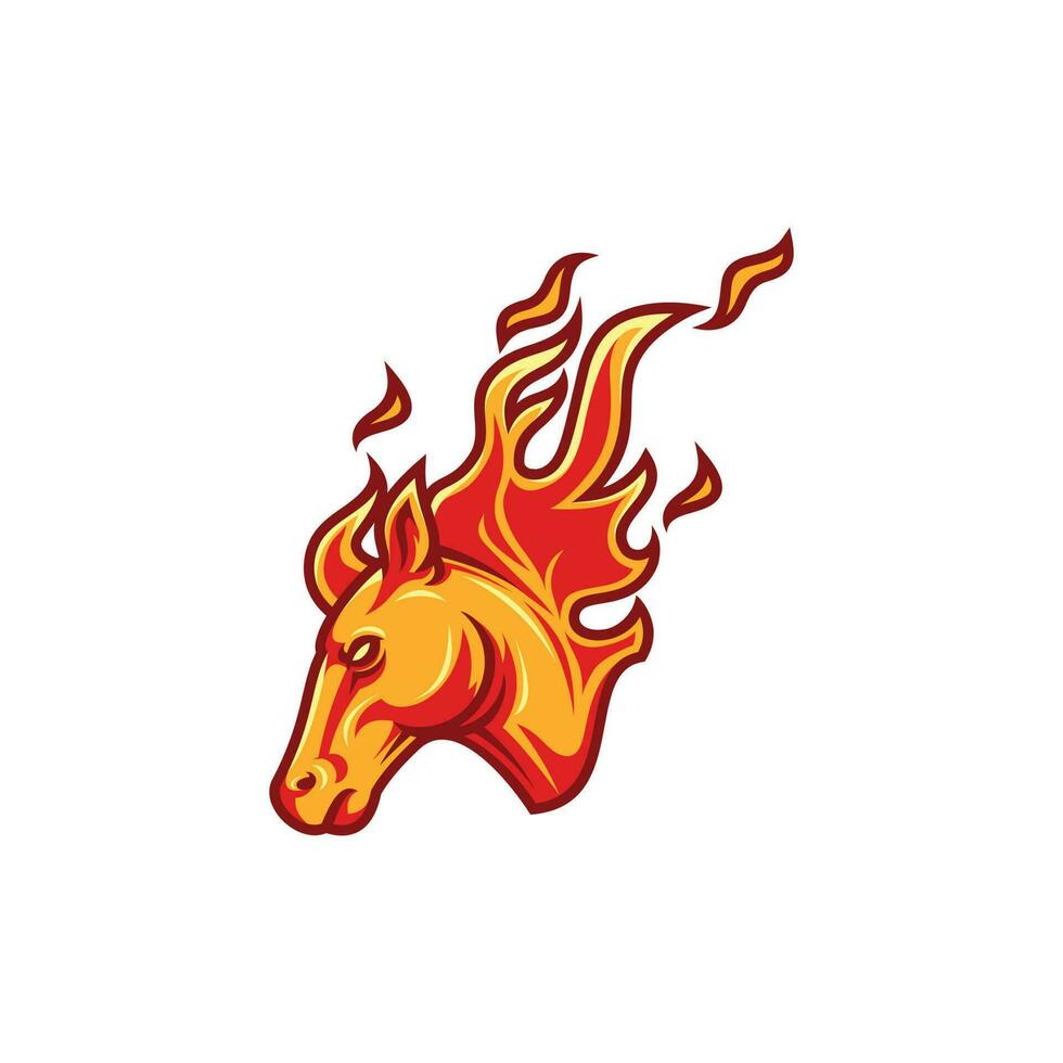 häst brand logotyp vektor ikon illustration, häst brand flamma logotyp mönster begrepp, varm teknologi, ryttare brand,
