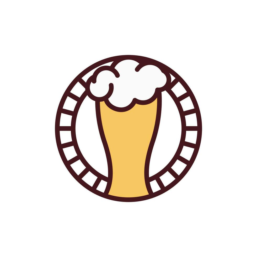 vektor vit och gul bryggning företag logotyp, grafisk öl illustration design logotyp mall