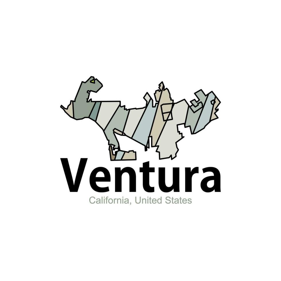 Karta av ventura kalifornien stad förenad stater geometrisk logotyp vektor