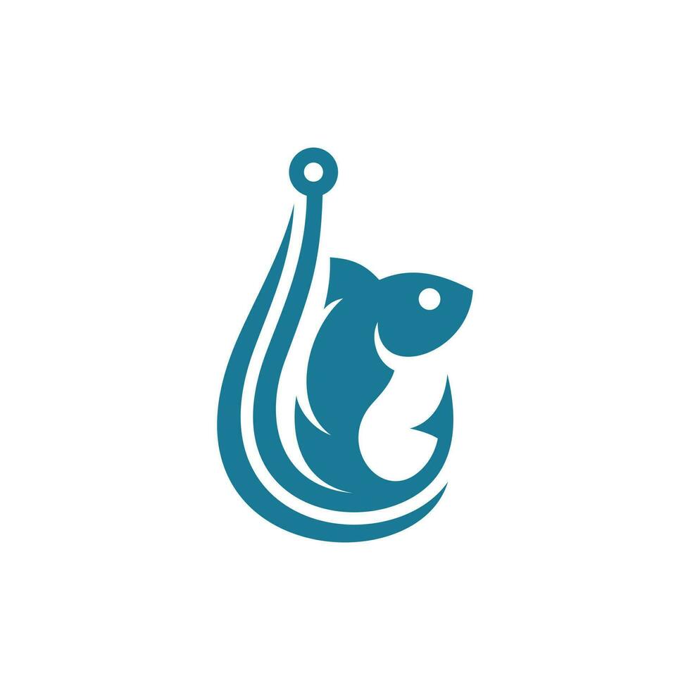 djur- fisk med krok nål modern kreativ logotyp vektor