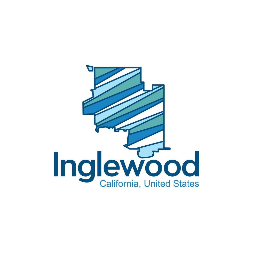 Karta av inglewood kalifornien stad geometrisk modern logotyp vektor