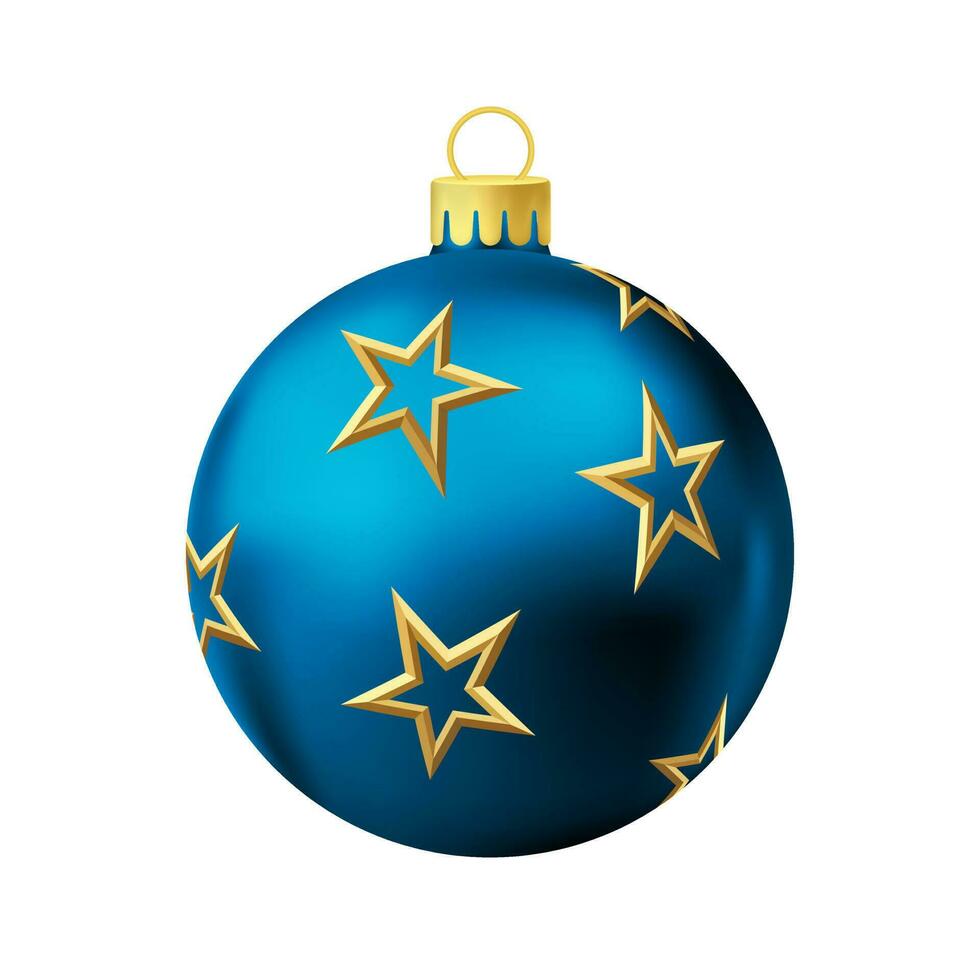 blå jul träd boll med guld stjärna vektor