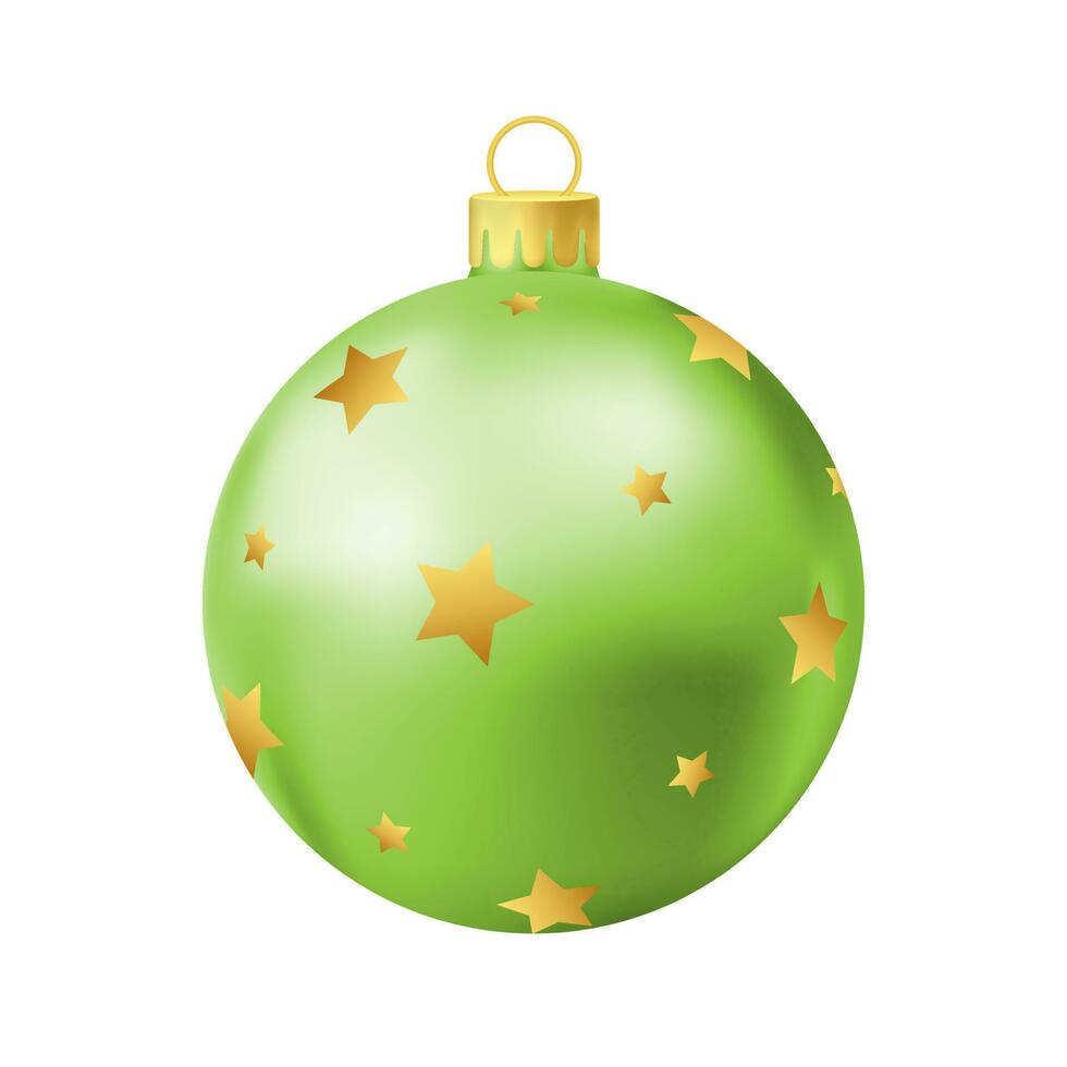 grön jul träd boll med guld stjärna vektor