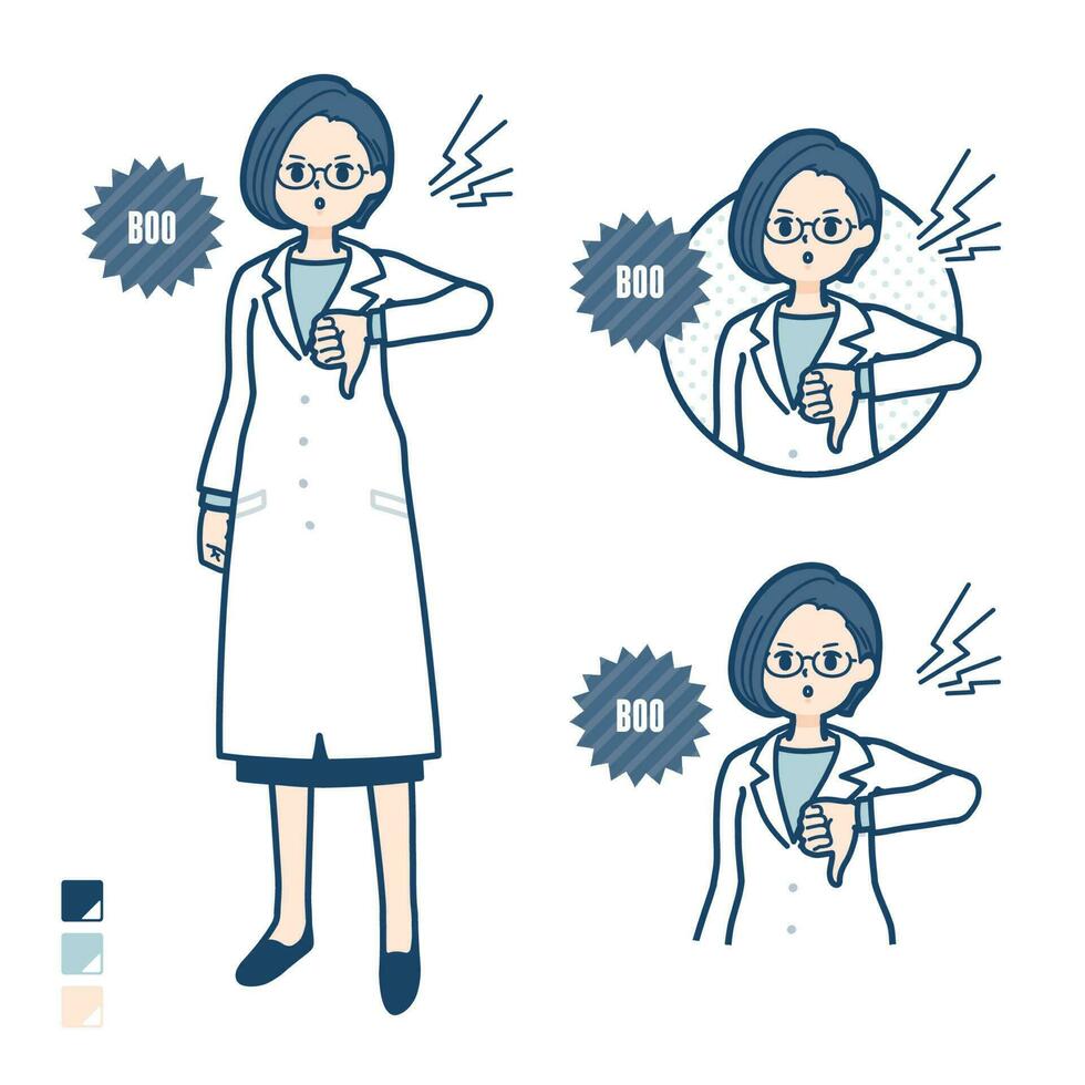 en kvinna läkare i en labb täcka med bua bilder. vektor