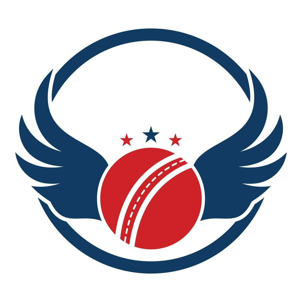 Kricket Sport Vektor Logo Design Vorlage. Kricket Ball mit Flügel Symbol Design.