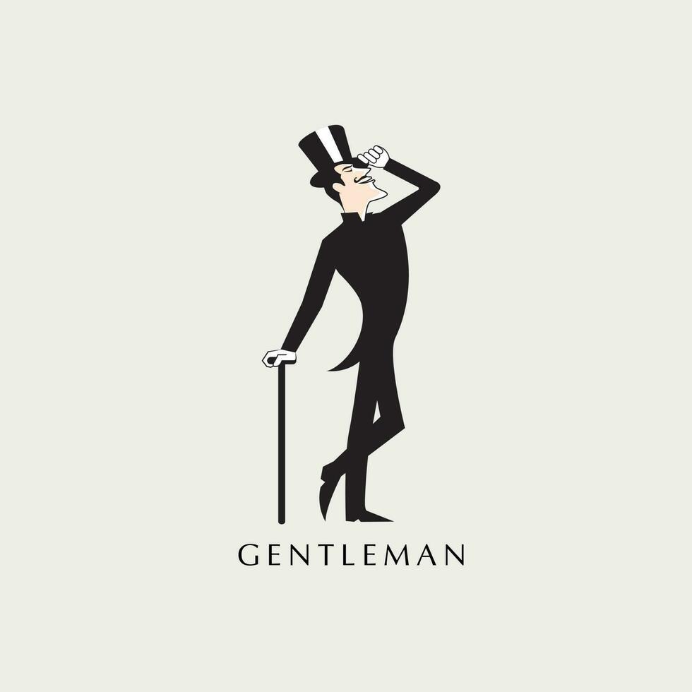 Gentleman Karikatur Vektor Illustration