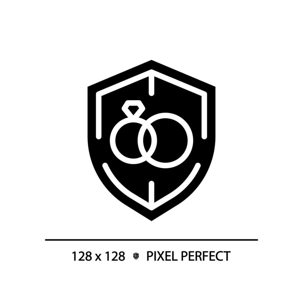 Familie Gesetz Pixel perfekt rgb Farbe Symbol. legal Vorschriften von inländisch Beziehungen. Ehe- bestellen Regeln. Silhouette Symbol auf Weiß Raum. solide Piktogramm. Vektor isoliert Illustration