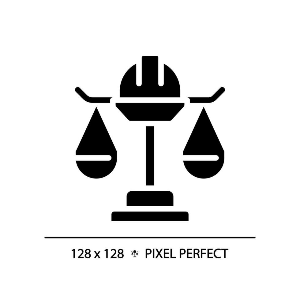 Arbeit Gesetz Pixel perfekt rgb Farbe Symbol. Mitarbeiter Rechte Schutz. Arbeit Beziehungen legal Verordnung. Arbeiter Sicherheit. Silhouette Symbol auf Weiß Raum. solide Piktogramm. Vektor isoliert Illustration