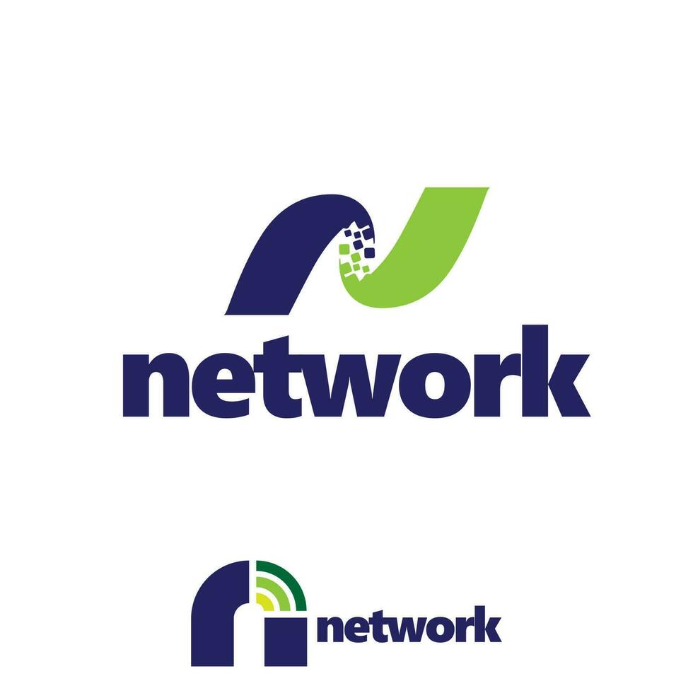 n brev baserad nätverk logotyp symboler vektor