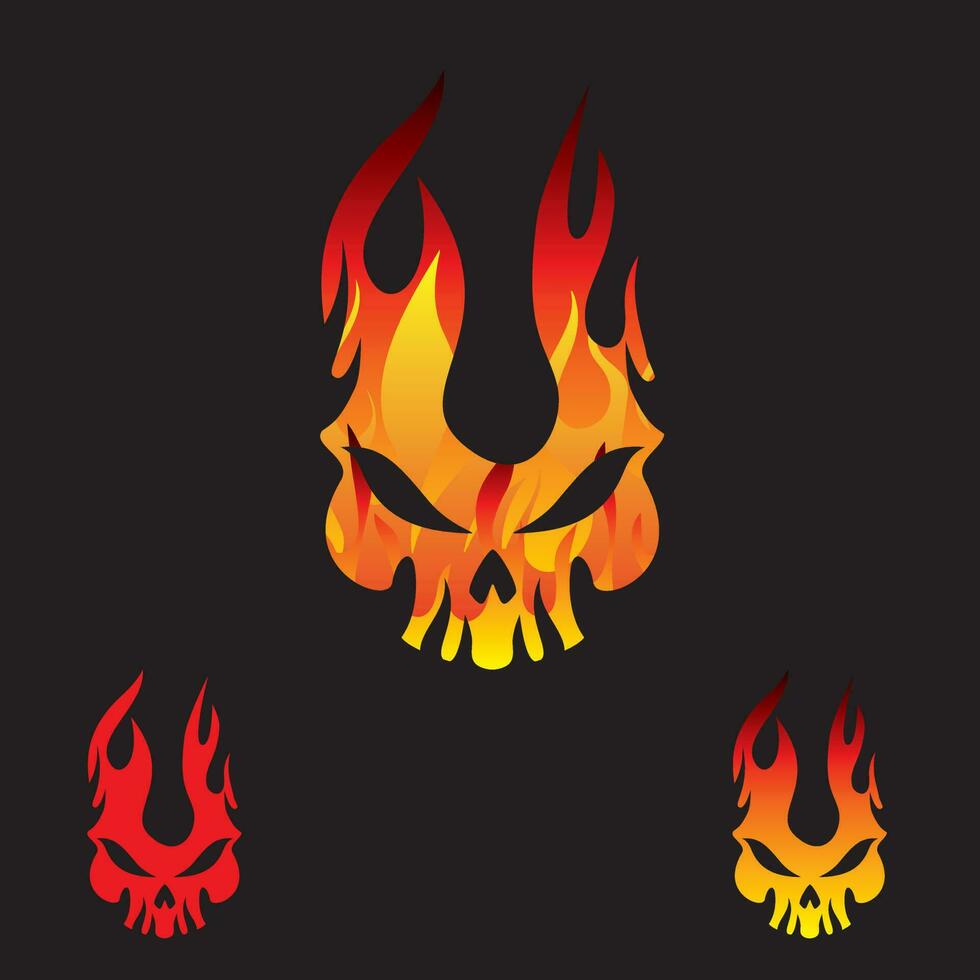 brinnande skalle logotyp symboler vektor