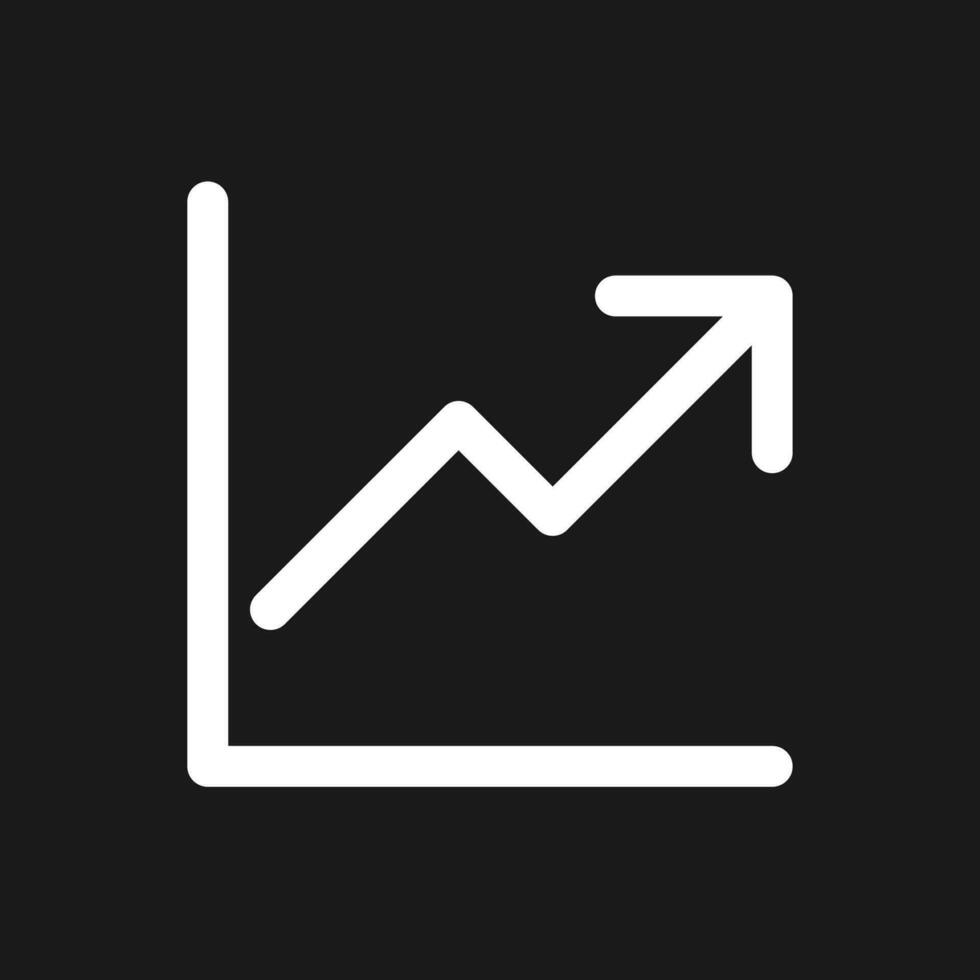 Wachstum dunkel Modus Glyphe ui Symbol. Geschäft Analytik. Verbesserung. Benutzer Schnittstelle Design. Weiß Silhouette Symbol auf schwarz Raum. solide Piktogramm zum Netz, Handy, Mobiltelefon. Vektor isoliert Illustration