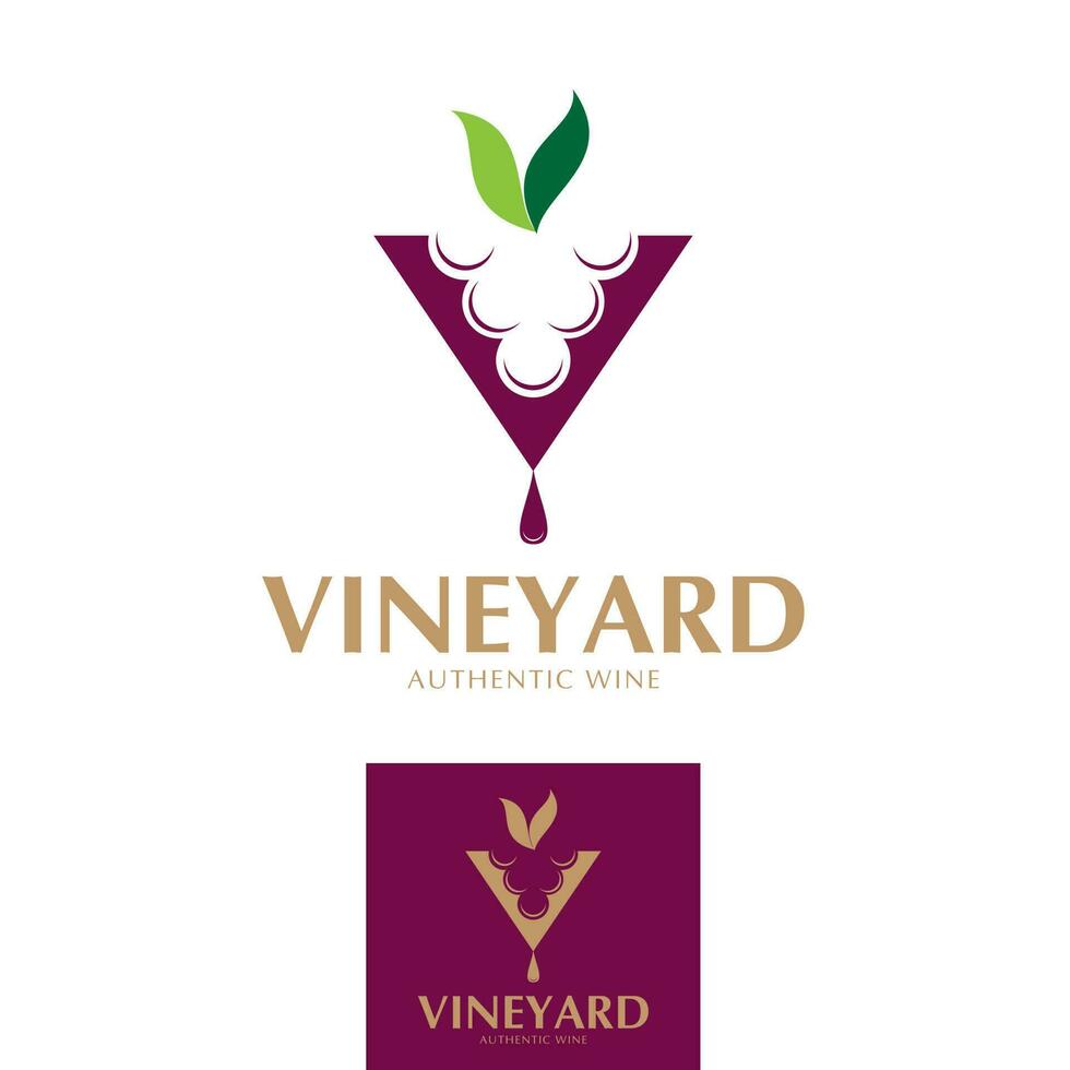v brev baserad vingård logotyp symbol vektor