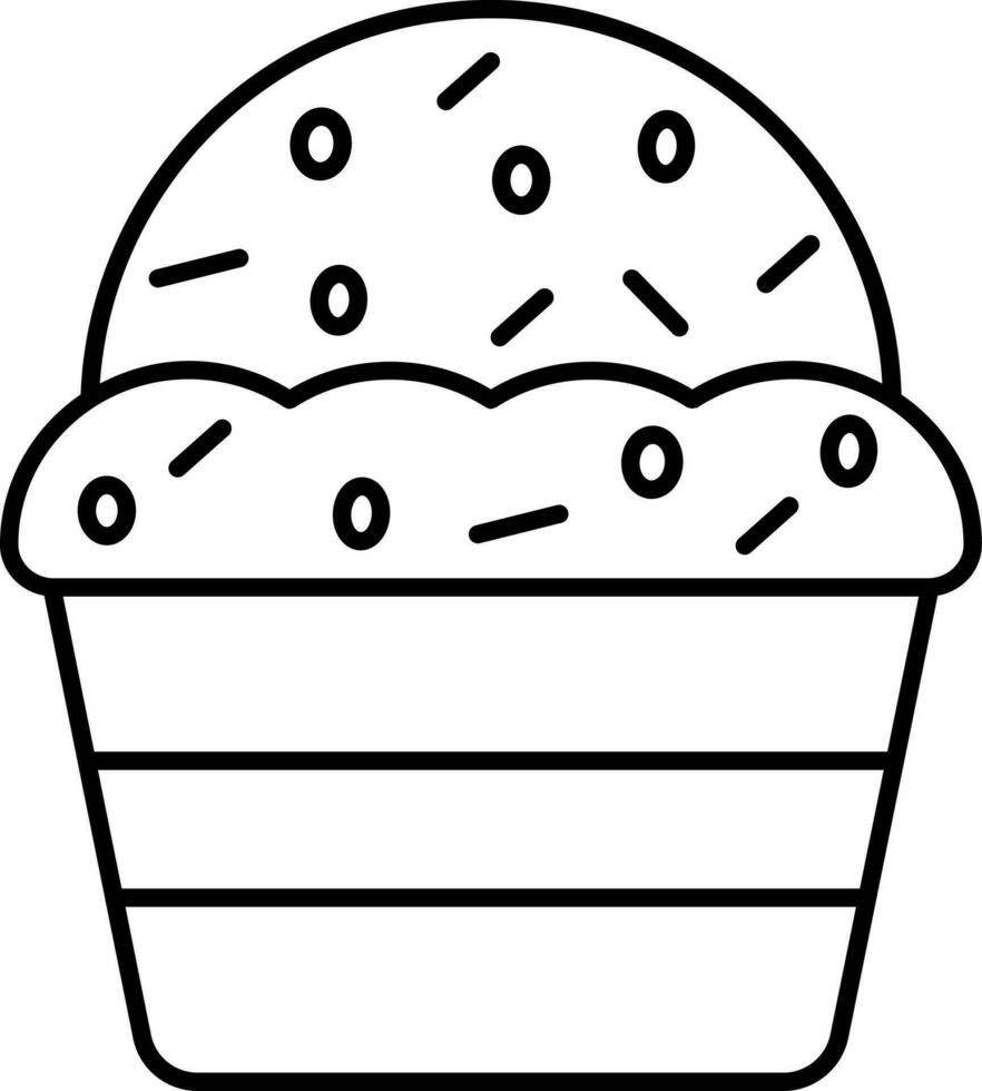 Linie Kunst Muffin Symbol im eben Stil. vektor