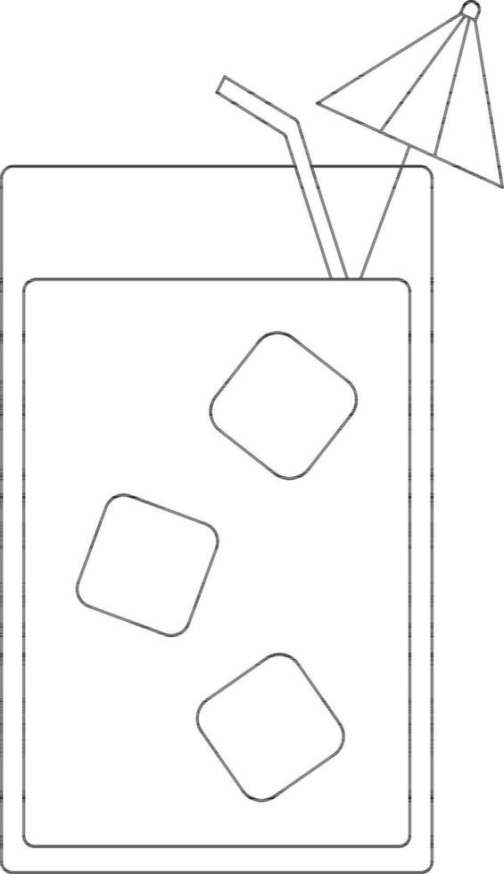 collins Glas mit Stroh, Regenschirm Symbol im schwarz Linie Kunst. vektor
