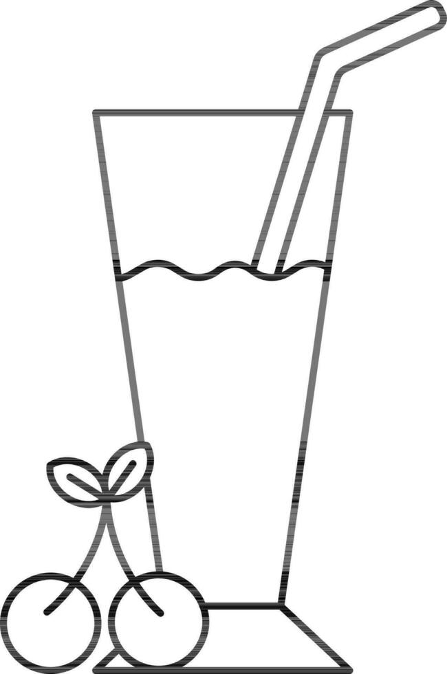körsbär glas juice ikon i svart översikt. vektor