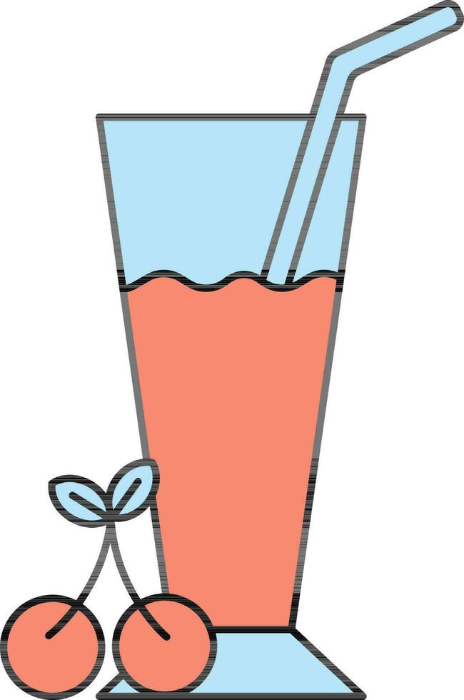 körsbär glas juice ikon i blå och röd Färg. vektor