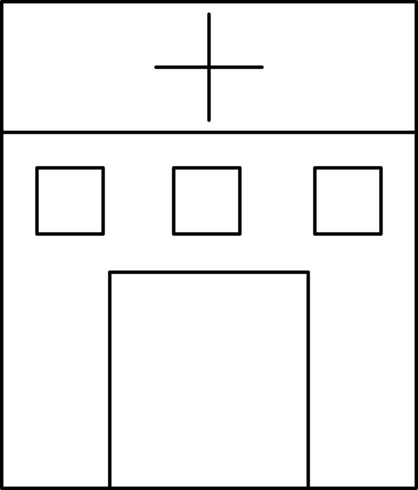 Krankenhaus Gebäude Symbol im schwarz Linie Kunst. vektor