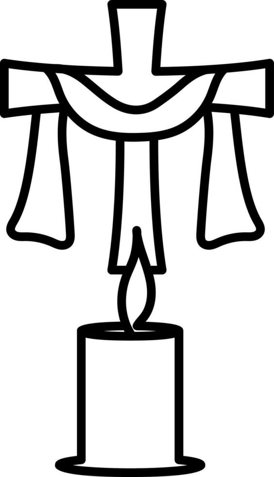 heilig Christian Kreuz mit Verbrennung Kerze Symbol im eben Stil. vektor
