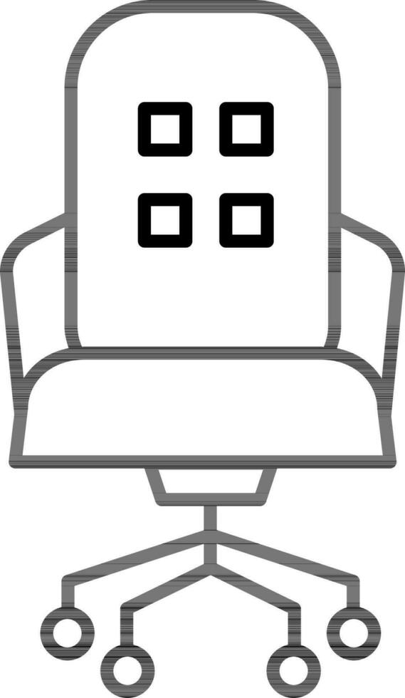 skrivbord eller roterande stol ikon i svart linje konst. vektor