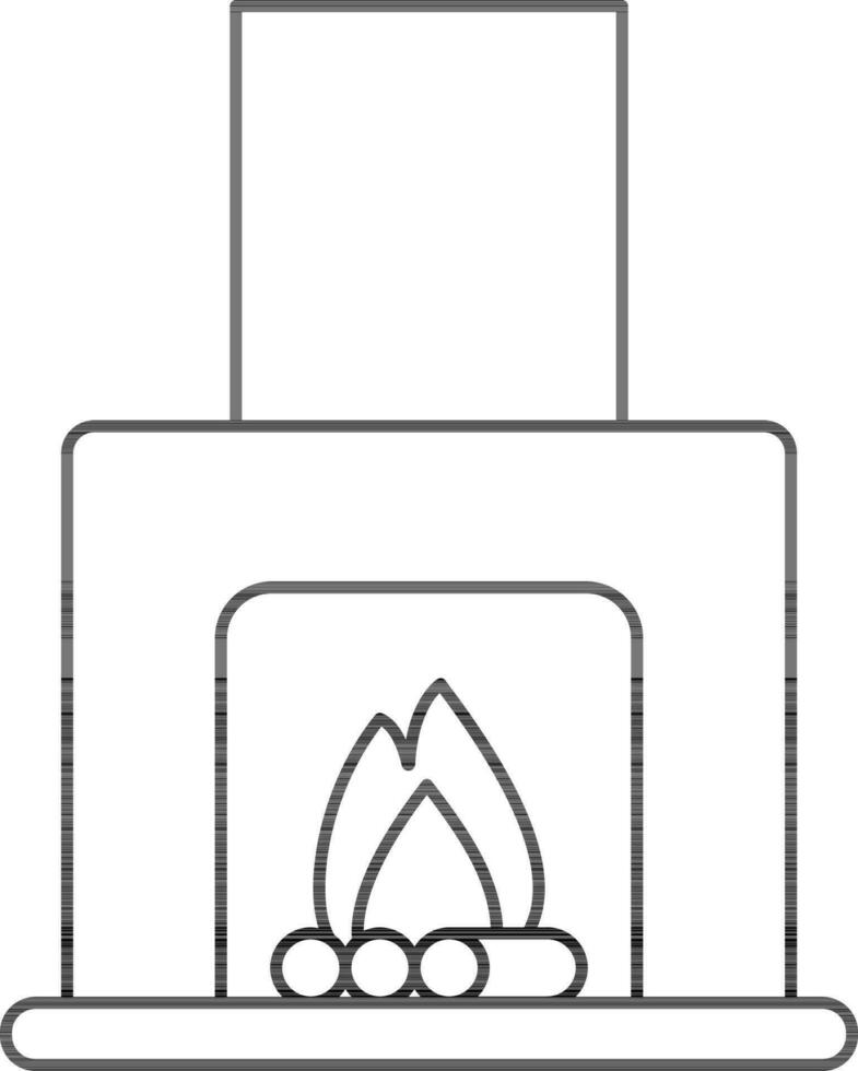 platt stil skorsten eller öppen spis ikon i svart översikt. vektor