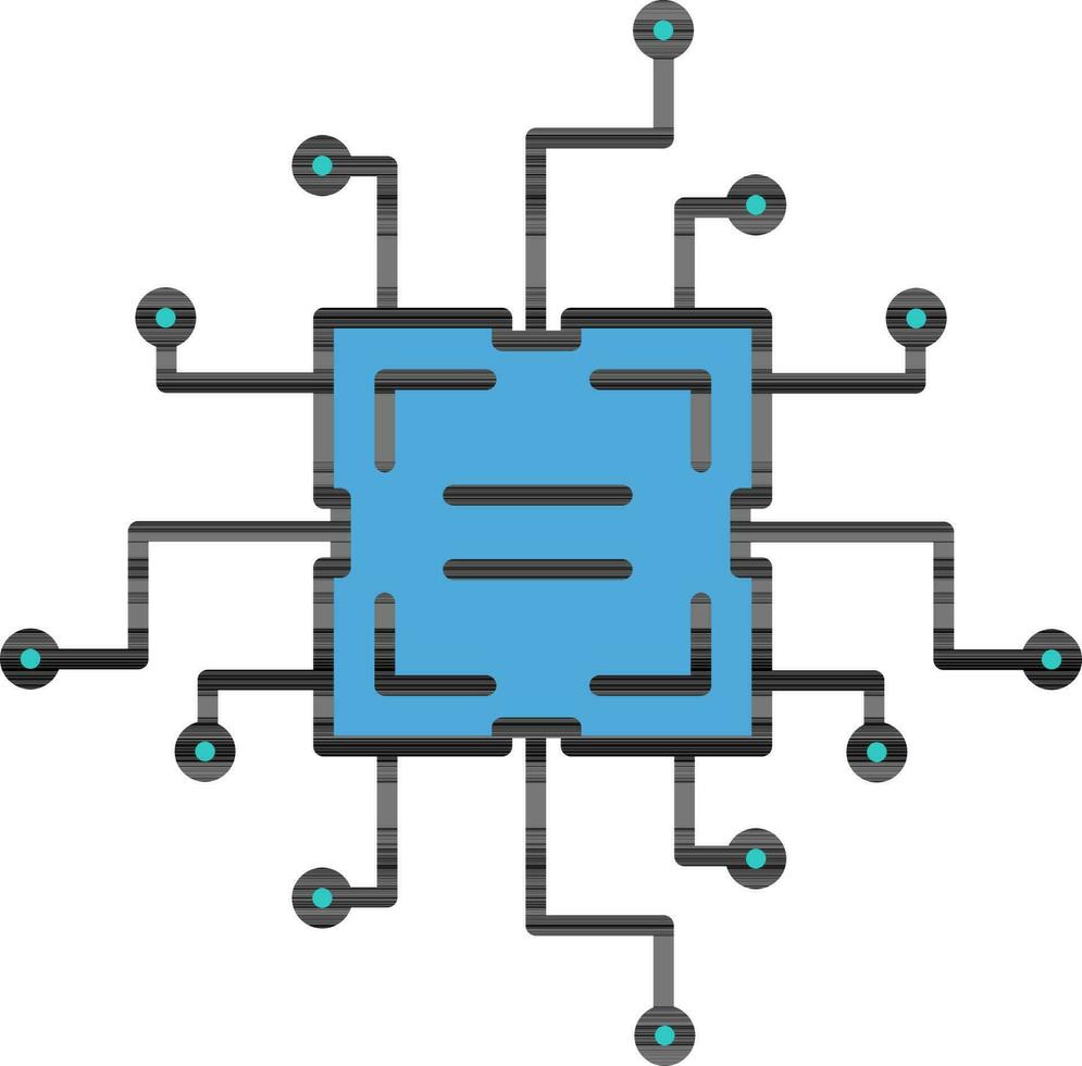 krets eller mikrochip ikon i blå Färg. vektor