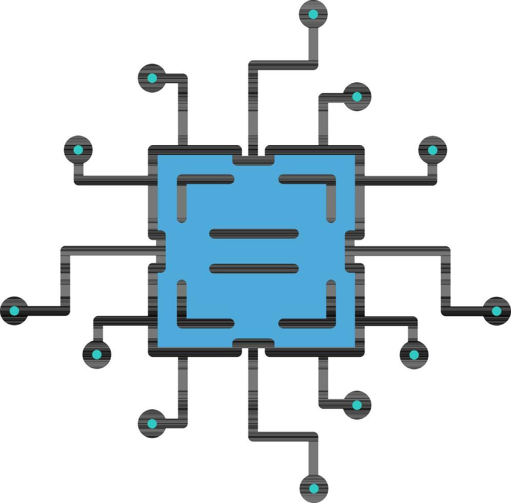 Schaltkreis oder Mikrochip Symbol im Blau Farbe. vektor