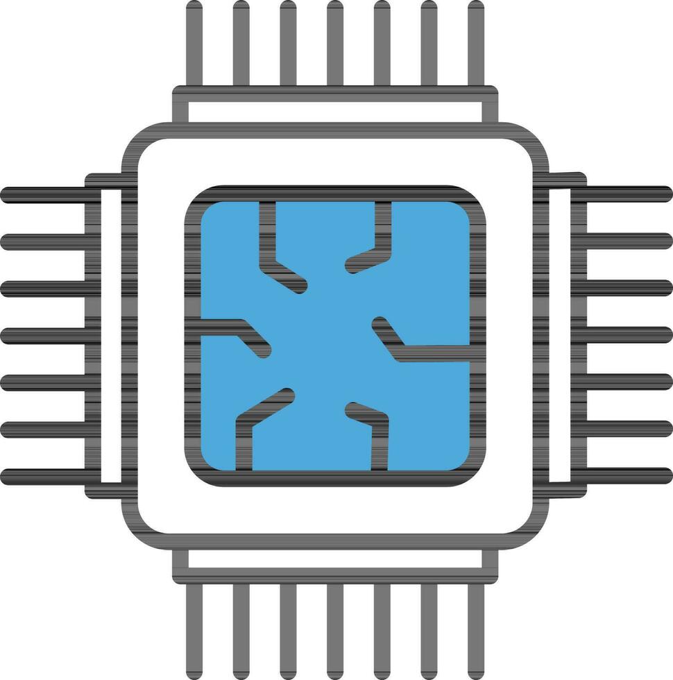 processor chip ikon i blå och vit Färg. vektor