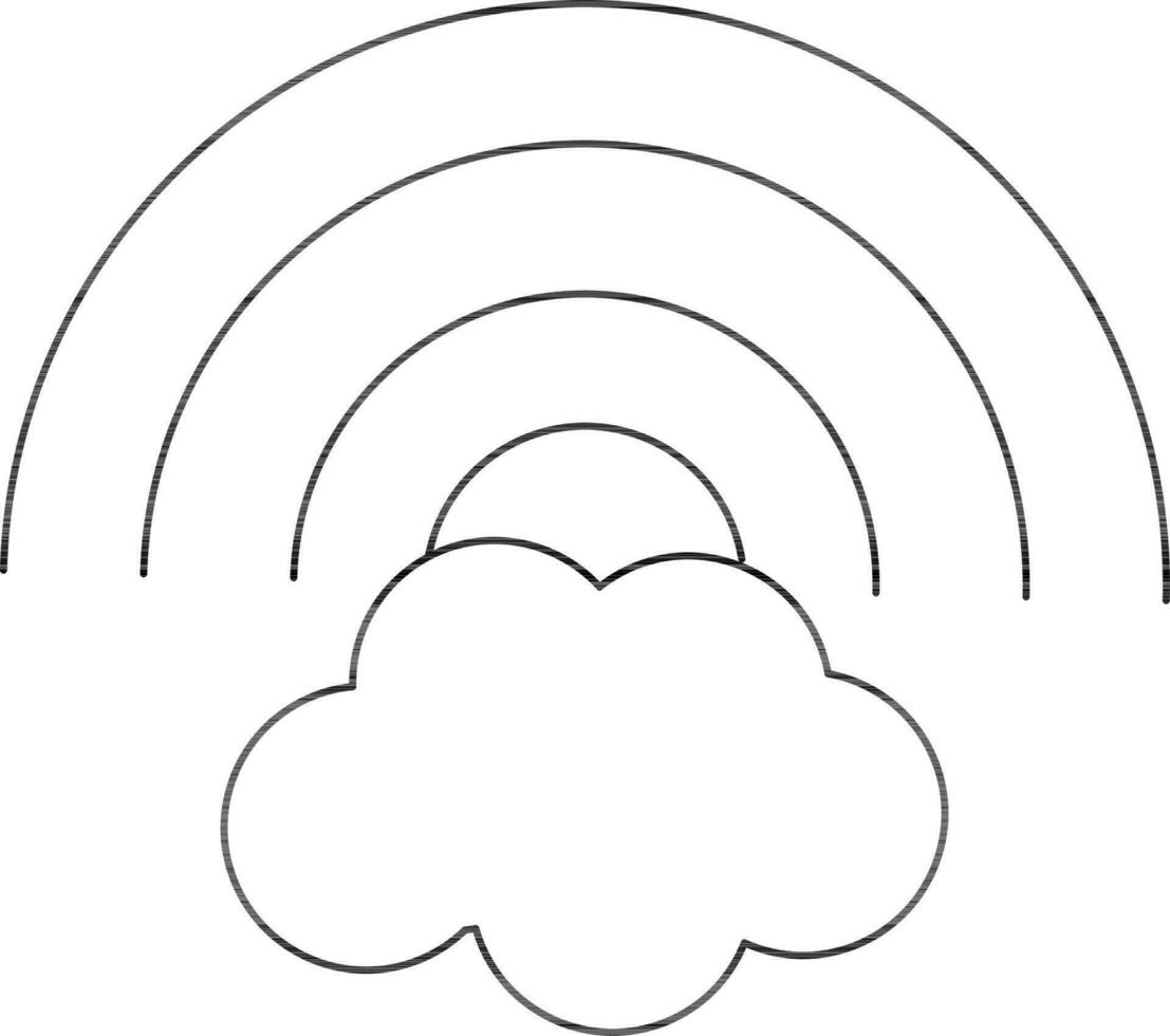 regnbåge med moln ikon i linje konst. vektor