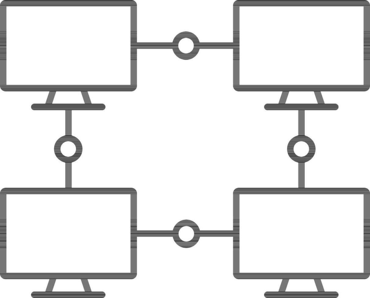 Computer Verbindungen Symbol im schwarz Linie Kunst. vektor