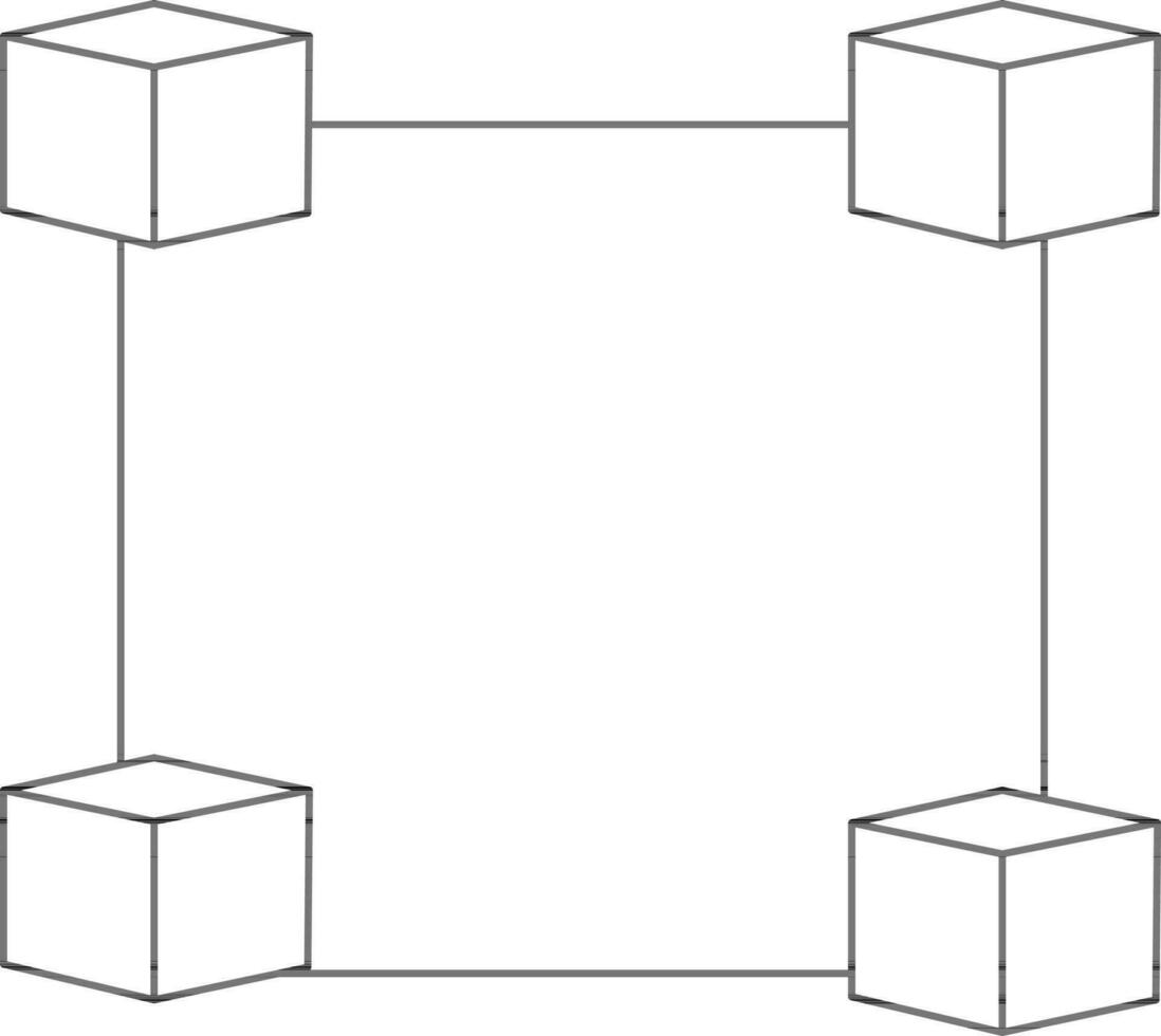 platt stil blockchain ikon i svart översikt. vektor