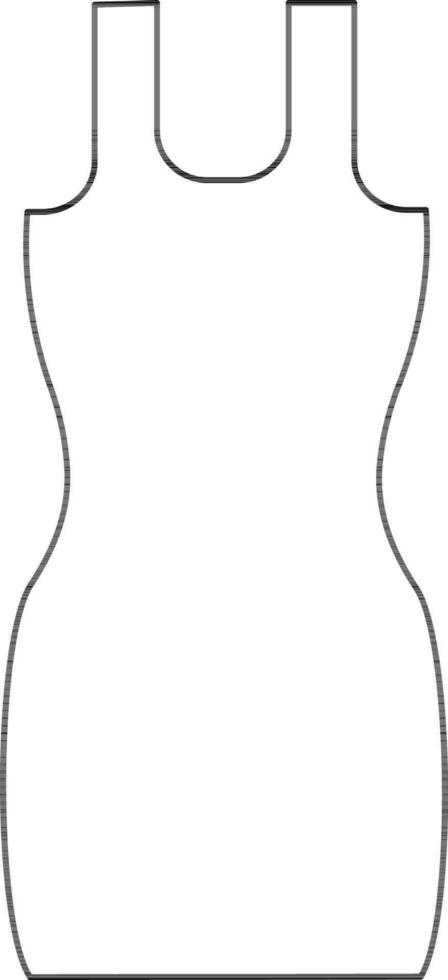 svart linje konst illustration av bodycon klänning ikon. vektor