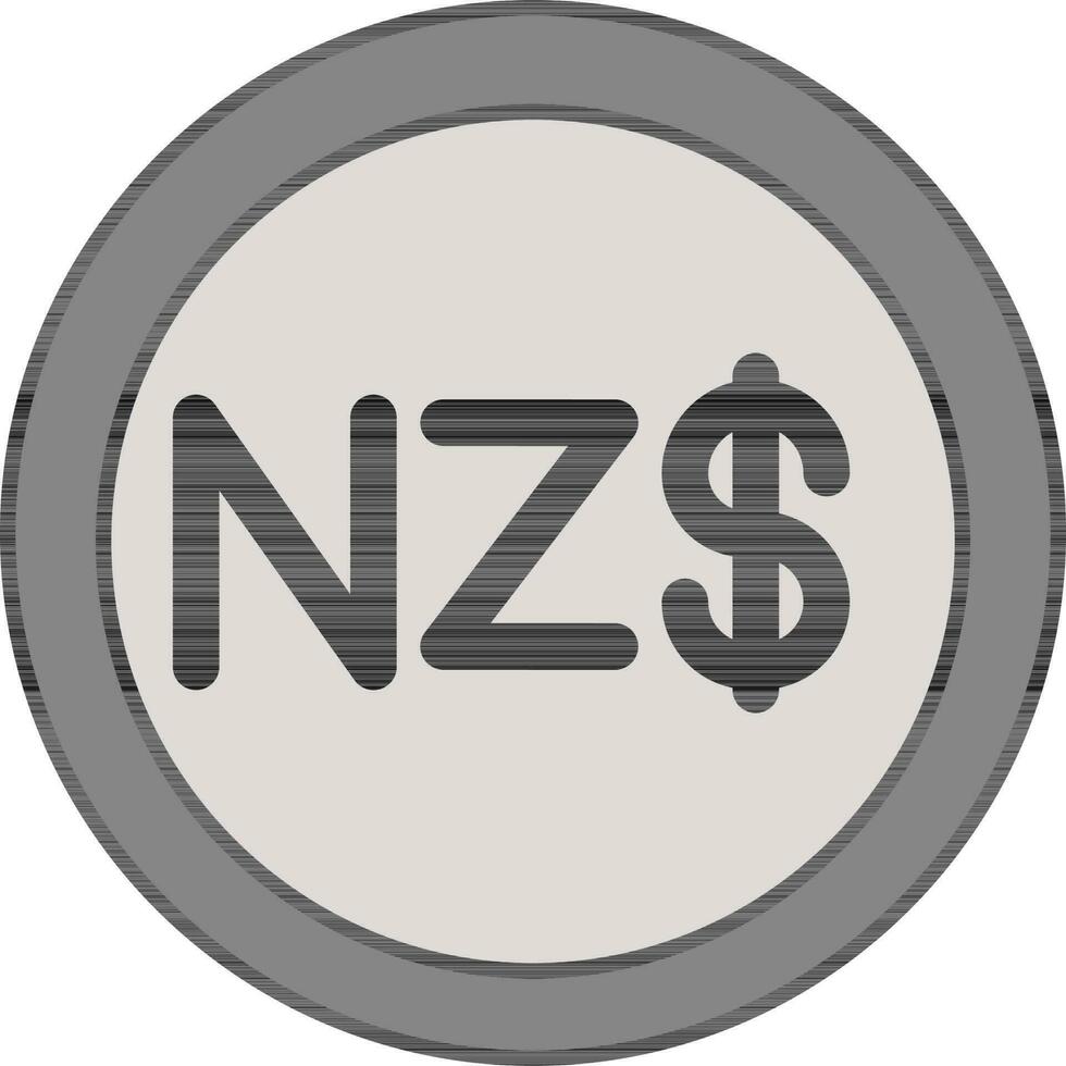 Neu Neuseeland Dollar Münze Symbol im grau Farbe. vektor