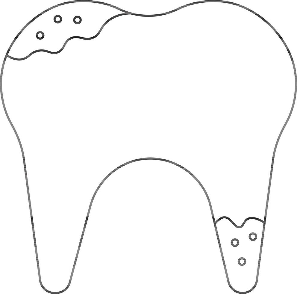 smutsig tand ikon i svart översikt. vektor
