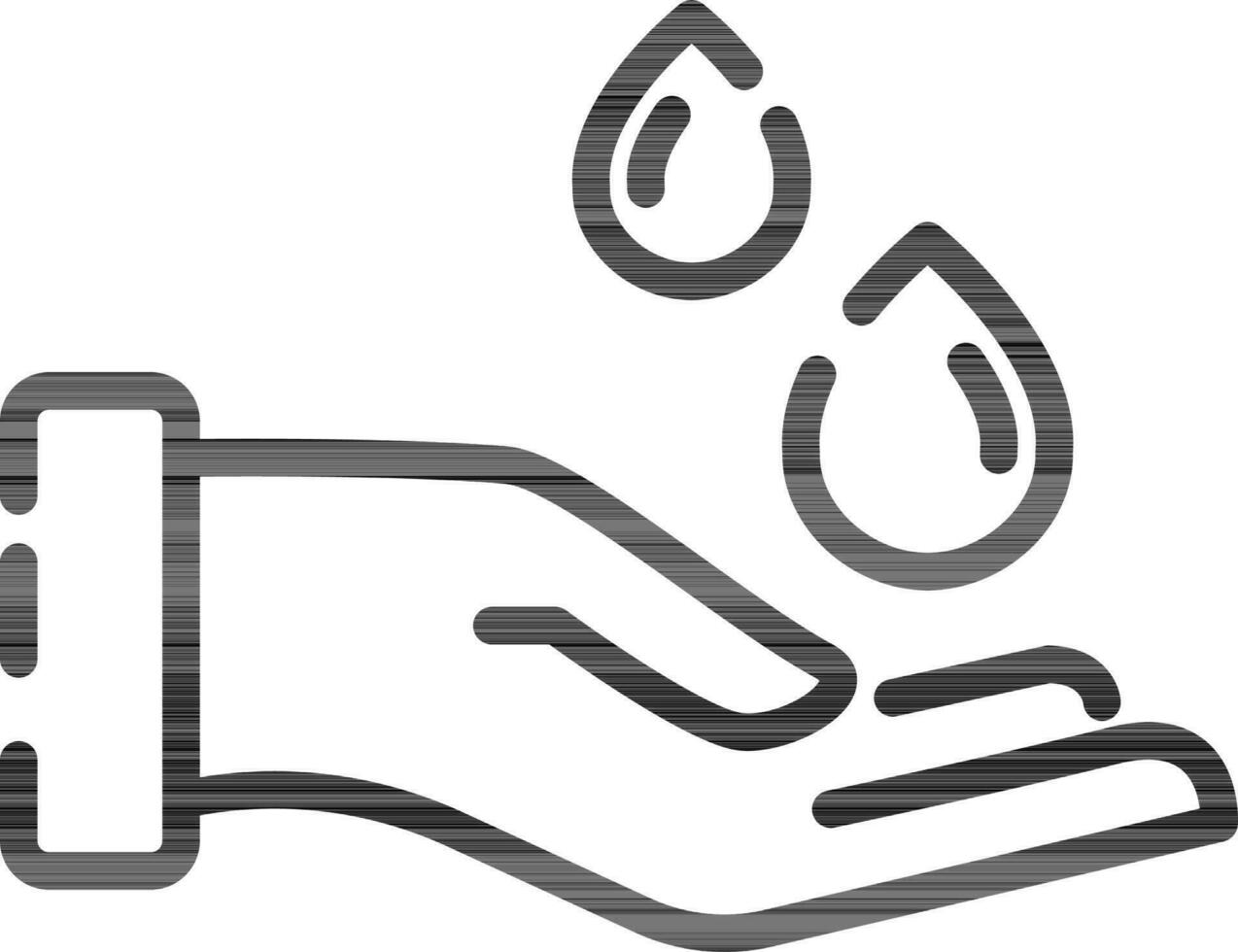 Hand mit Tropfen Symbol im schwarz Umriss. vektor