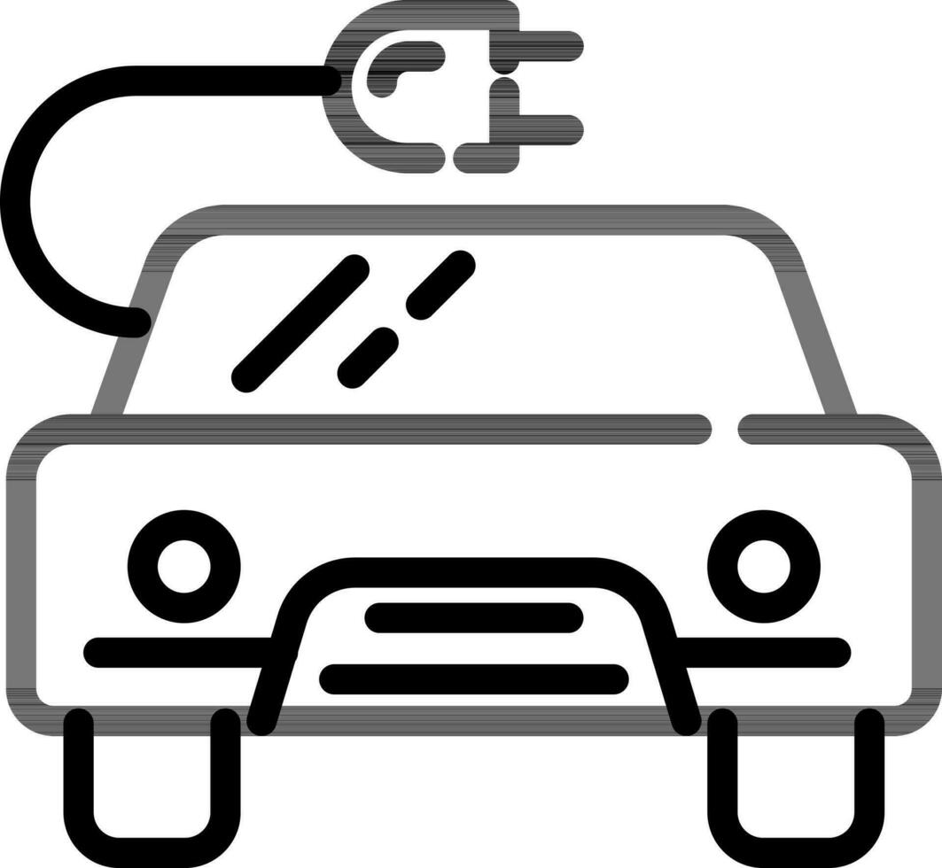 elektrisk bil ikon eller symbol i svart tunn linje. vektor