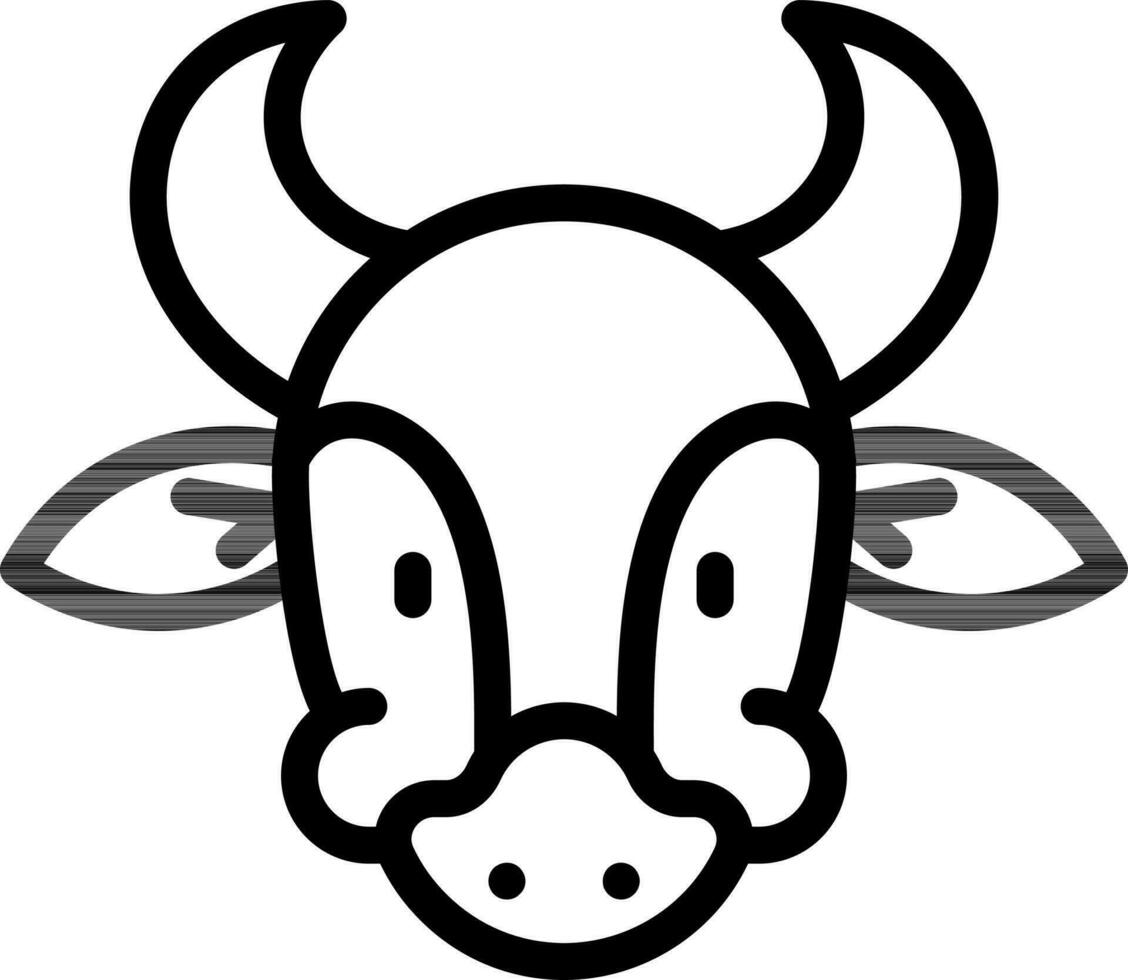 Kuh oder Stier Gesicht Symbol im schwarz Linie Kunst. vektor