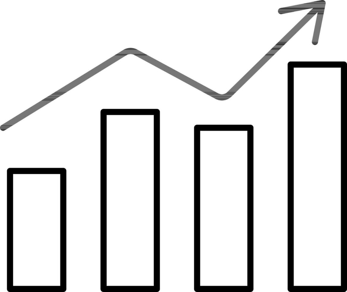 wachsend Bar Graph Symbol im schwarz dünn Linie Kunst. vektor