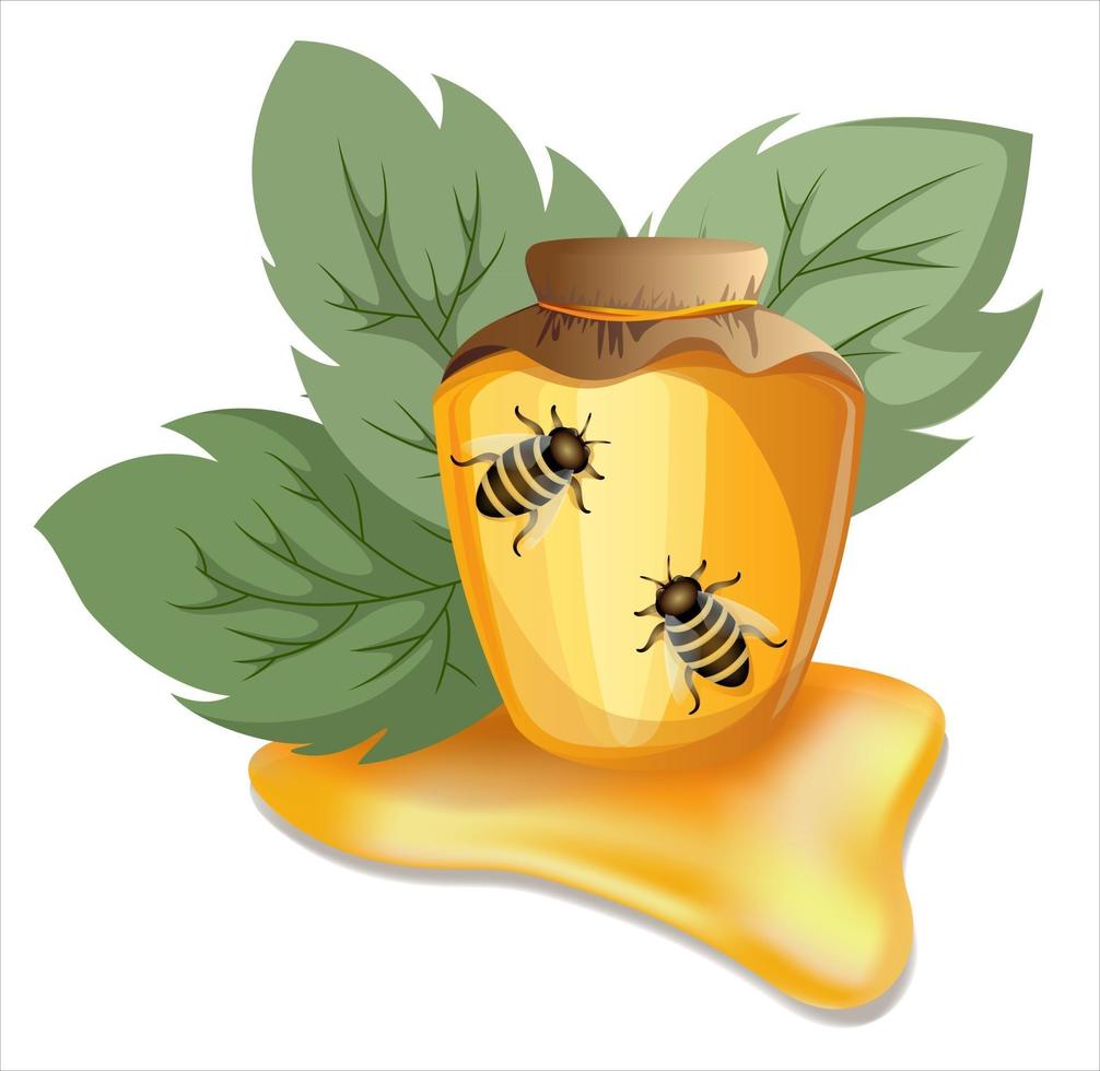 Vektorbild von Honig in verschiedenen Behältern vektor