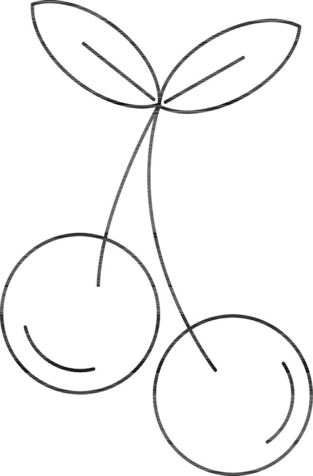 eben Stil Kirsche mit Blätter Symbol im schwarz Linie Kunst. vektor