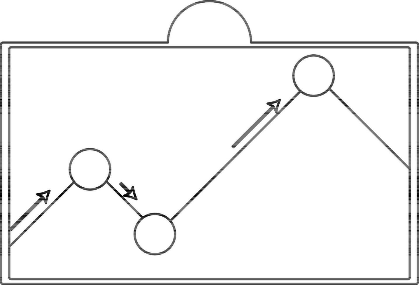 schwarz Linie Kunst wachsend Diagramm Präsentation auf Tafel. vektor