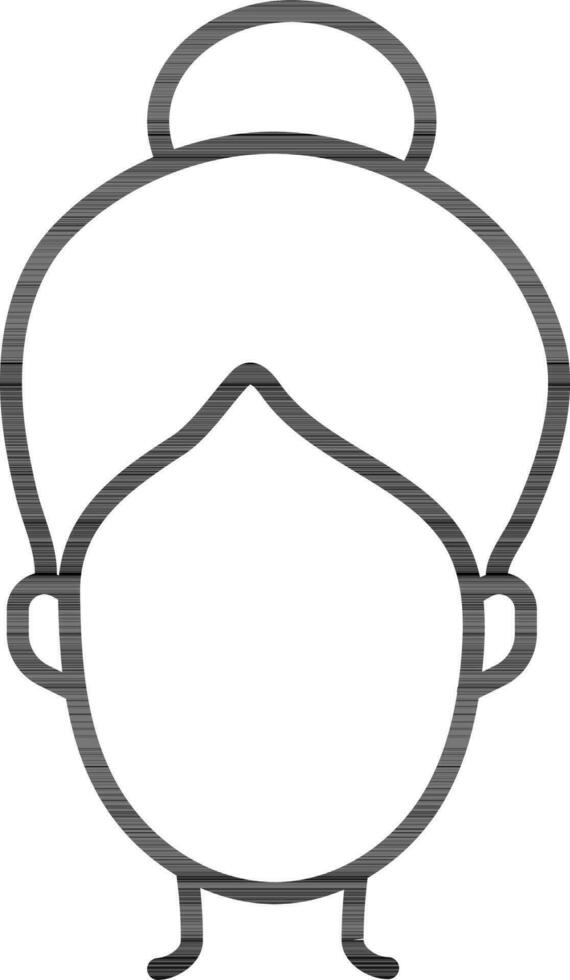 Karikatur Mädchen Gesicht im Brötchen Frisur Symbol. vektor
