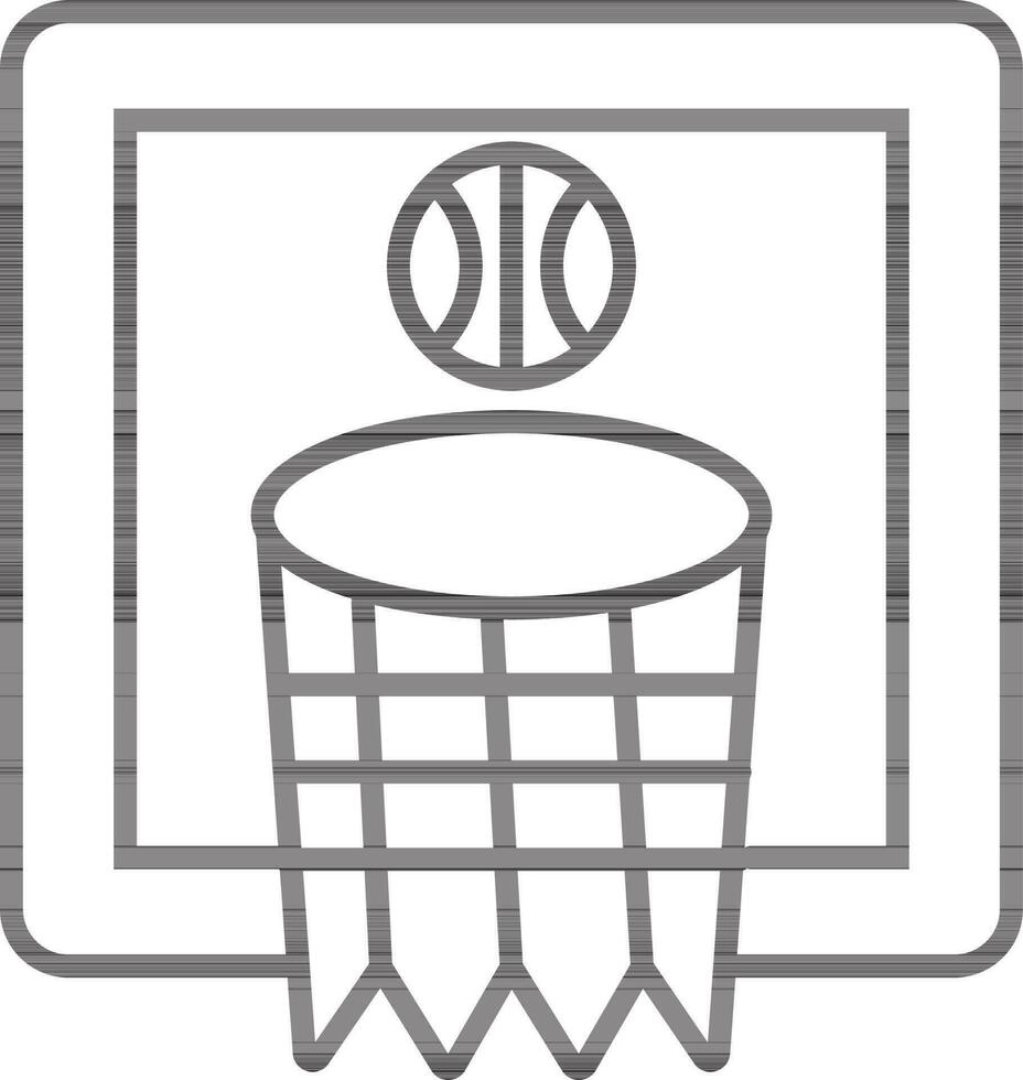 eben Stil Basketball mit Netz im zurück Linie Kunst. vektor