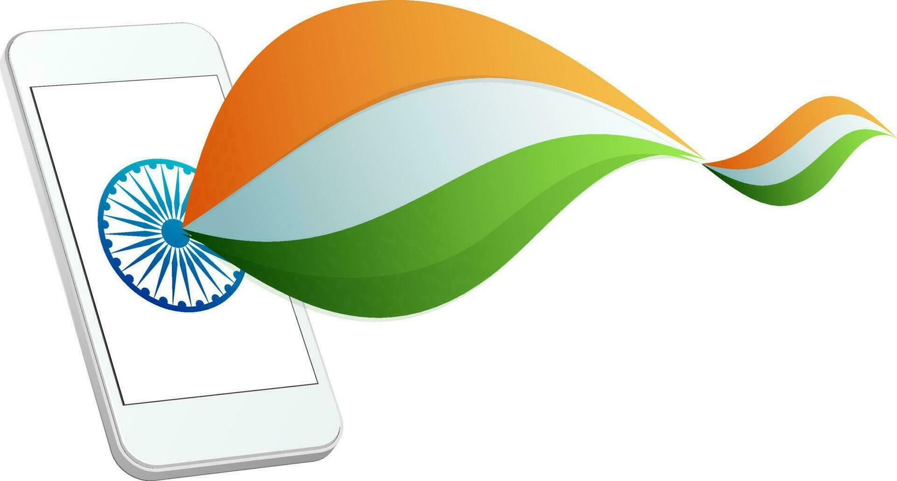 3d Smartphone mit indisch Flagge Farbe Wellen. vektor