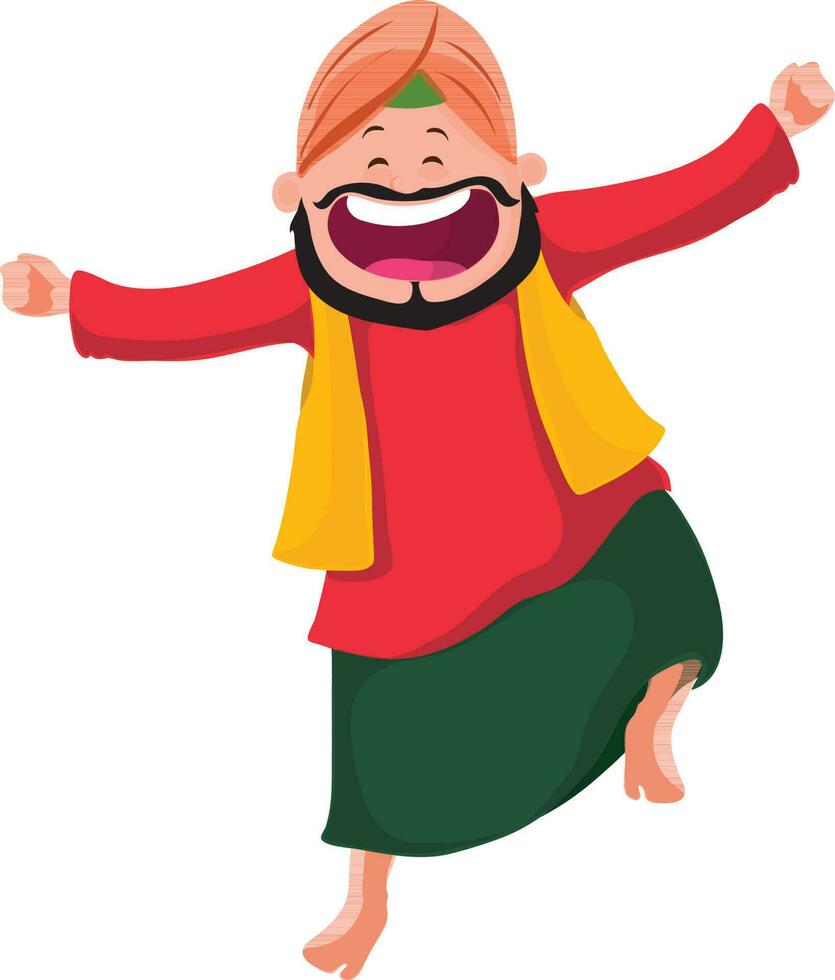 Karikatur Punjabi Sardar tun Bhangra. vektor