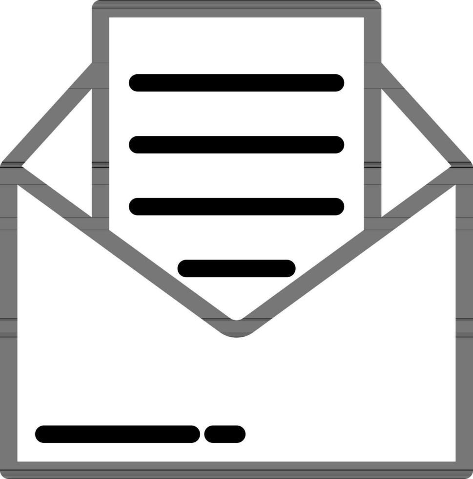 öffnen Briefumschlag mit ein Brief Symbol im schwarz dünn Linie. vektor
